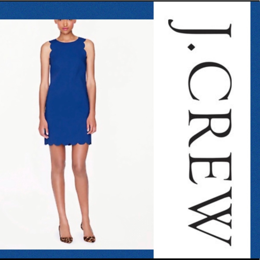 J. Crew Royal Blue Scallop Edge Sheath Dress